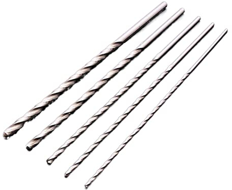5 Stück 2/3/4/5/6 mm Spiralbohrer HSS 160 mm extra lange Bohrer Set Werkzeug Metallbohren Handbohrmaschinen und Schlagbohrmaschinen