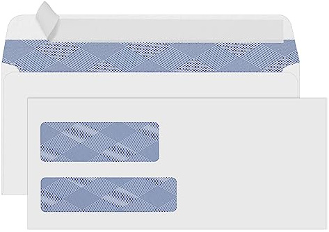 500#9 Double Window Security Envelopes, PANDRI NO.9 Self Seal White Envelopes Designed for Invoices and QuickBooks, Business Statements & Documents - Number 9 Size 3 7/8 Inch X 8 7/8 Inch - 24 LB