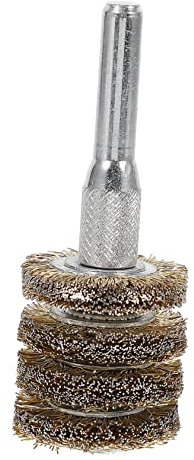 Healeved Wire Brush for Metal and Wood with 4-layer Steel Wire Wheel , High Strength Rust Remover Drill Attachment for Removing and Leveling Weld Spatter with 25mm Brush Diameter for Drill
