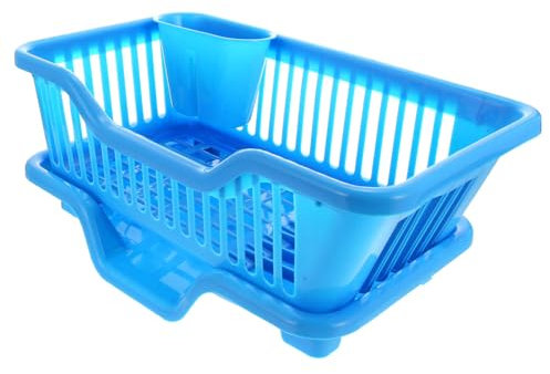 Ciieeo Escurreplatos De Plástico Escurridor De Platos Con Escurridor Cesta De Secado De Vajilla De Cocina Con Soporte Para Cubiertos Para Encimera De Cocina Azul
