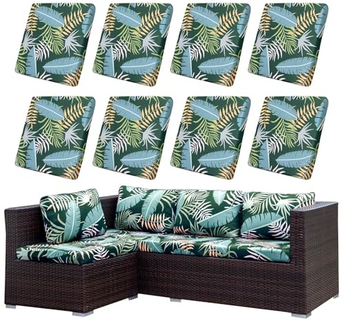 Lot de 8 housses de coussin de canapé d'extérieur extensibles pour coussins de meubles de terrasse, housses de canapé souples, housses de siège flexibles et protections de chaise durables