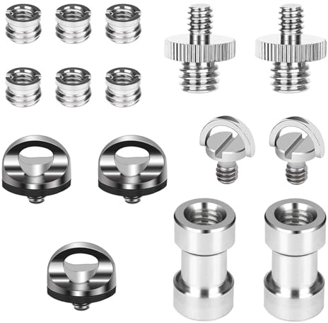 Noosverl 15 Stück 1/4 Zoll Kamera Schrauben Adapter Set, Kamera Schraube Stativ, 1/4 auf 3/8 Zoll Schrauben Konverter Kamera Gewindeadapter für Kamera/Stativ/Monopad/Kugelkopf/Licht Standplatz