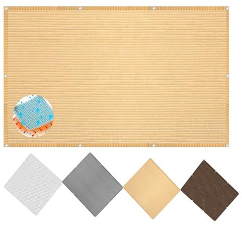 Balkon Sichtschutz 3,7 x 5 m, Sonnensegel, UV-beständiges HDPE-Material ideal für Terrassendächer und Pergolen, atmungsaktiver Stoff, Sandgelb