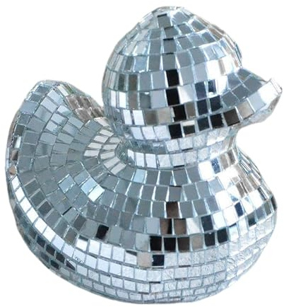 Diskokugel-Dekorationen, 2 Stück, verspiegelte Kuchendekoration, Discokugel-Ente | Spiegelkugel in Entenform mit Disco-Thema, kreative Dekoration