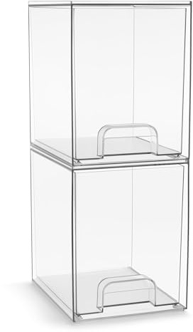 Sorbus Clear Stackable Storage Drawers (2 Pack, 7.6'' Tall)
