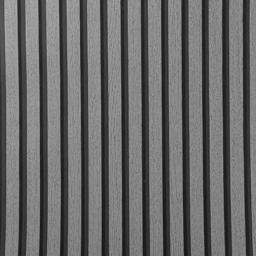 Putentfun 53x950cm Wood Slat 3D Wall Panelling Wallpaper with Modern Realism Feature Wall Faux Graining Stripe Roll for Living Room and Bedroom in Dark Grey