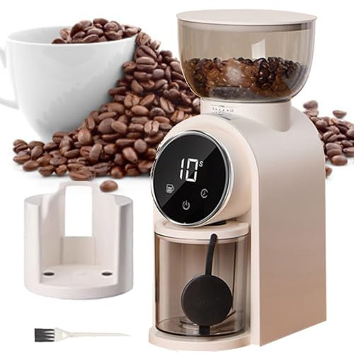 Moulin à café avec bac de réception de Poudre, Moulin à Grains de café Automatique avec 25 réglages précis, capacité de 250 g, Moulin à Grains de café électrique pour Usage Domestique, pour Expresso