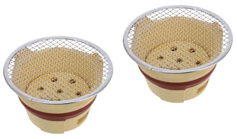POPETPOP 2 Sätze Grill roasting rack Kohleofen Holzkohle Kocher Lehmofen Herd Kohle tragbarer Herd runder aus Haushaltskeramik Picknickofen im Freien Brenner Koch Holzöfen Ton