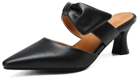 Mules pour Femmes Talons Chaton Bout Pointu Fête de Mariage Chaussures habillées décontractées Slip on Sandales à Talons Aiguilles Noir 46 EU
