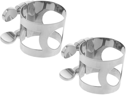 ULDIGI 2stücke Silberne Saxophon Mundstück Clips Metall Saxophon Kopfklammer Für Altsaxophon Langlebiger Mundstückschutz Für Sicheres Spielvergnügen