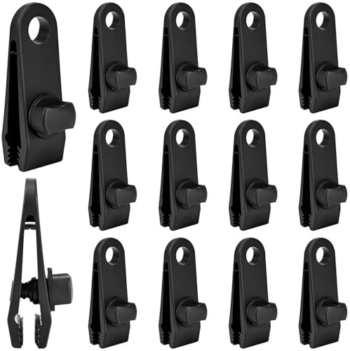 CONJURAIDE 12 Stück Planenspanner, Schwarz Planenclips Planenbefestigung Tarp Planen Zeltplanen Clips Kunststoff Sonnensegel Klemmen Planenklammern für Poolplane Banner Sonnensegel