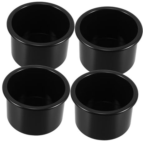 TOPBATHY Noir Porte-gobelets Faciles à Installer Nettoyer en Plastique Encastrables, Lot de 4, pour Bateau, Camping-Ponton