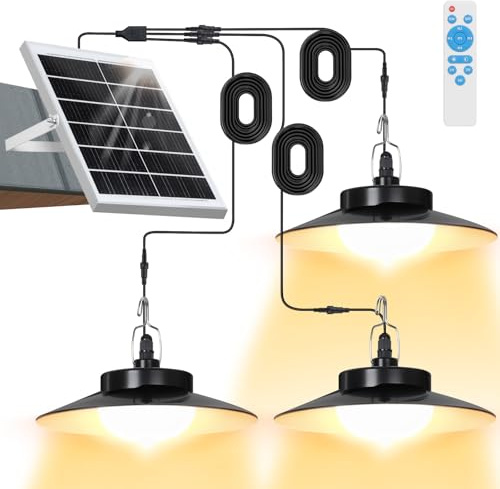 Solarlampen Außen mit Bewegungsmelder Hängend, Extra Hell LED Solar Hängeleuchte Lange Betriebsdauer mit 4000mAh Akku, 5 Modi, Timer, IP65 für Garten Terrasse Balkon Innen(3 Lampe, Warmweiß)