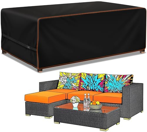 Enzeno Garden Furniture Covers for Outdoor - 242x182x100cm Waterproof Outdoor Furniture Covers with Air Vent,Patio Rectangle/Rectangular Table and Chair Set Cover, Heavy Duty rattan furniture set