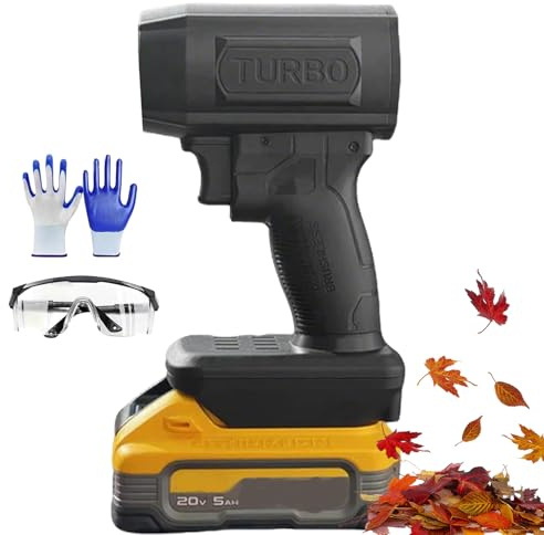 Turbo Jet Double-Blow V2.0, soplador de hojas eléctrico inalámbrico 2025, 130,000 RPM 200 mph, soplador de chorro turbo portátil de mano para patio, césped, hojas soplando (para Dewalt)
