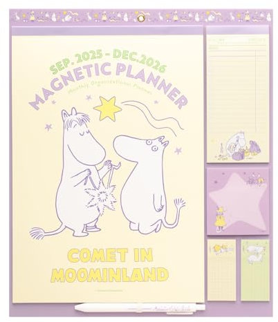 Grupo Erik - Calendrier Magnetique Frigo Moomin - de Septembre 2025 à Décembre 2026 | Planificateur Mensuel 16 mois, Calendrier Familial 2025 2026