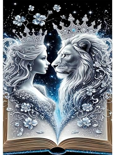 Auremi Löwe Diamond Painting Erwachsene, 5D Diamant Painting Bilder Erwachsene, DIY Prinzessin Diamond Painting Bilder Diamant Malerei Set für Wanddekoration 30x40cm