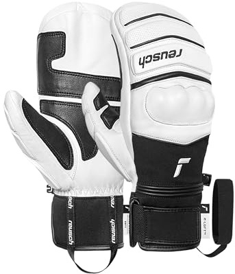 Reusch World Champ Mitten - Guanti unisex in pelle piena, isolamento R-LOFT, imbottitura per caviglia e dita, zone rinforzate, caldi e traspiranti, sport invernali da donna e da uomo