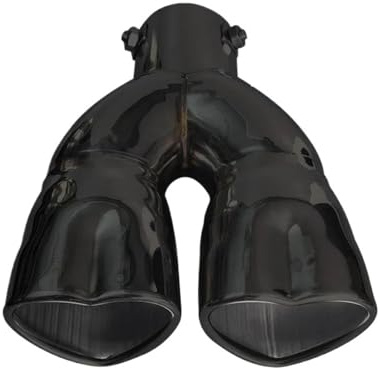 Auto Auspuffblende Herzförmiges Auto-Auspuffendrohr Universelles Edelstahl-Schalldämpfer-Endrohr Doppelrohr-Rohr-Einlass 60 Mm Endrohrspitze(Black straight)