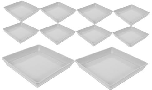 Milisten 10 Pièces Plateau de Soucoupe Carré Plastique pour Plantes Intérieur et Extérieur Bac Égouttoir Étanche pour Pots de Fleurs Support Drainage pour Jardin Balcon Bureau
