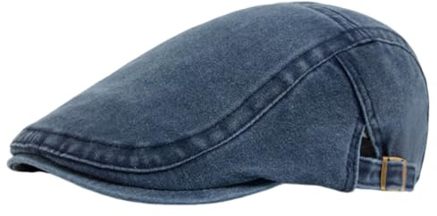 Schiebermütze aus Baumwolle für Herren, verstellbare Schirmmütze, Schiebermütze für Damen und Herren, Fahrermütze, Taxifahrermütze, lässige Baskenmütze,Navy Blue,One Size fits All