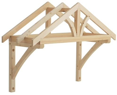 Jackson Woodturners Apex Porch Canopy 1200mm – Wooden Front Door Canopy Kit with Gallows Brackets – Durable Pine Porch Roof for Entrance, DIY Exterior Door Cover, Traditional Style