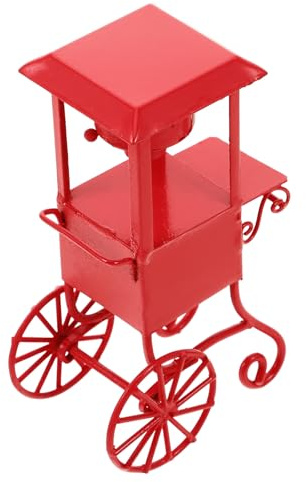 ANDRESLAD Miniature Movie Theater Popcorn Machine Cart with Wheels, Mini Popcorn Maker and Giant Fake Lollipop Candy Prop for Dollhouse Tabletop Décor