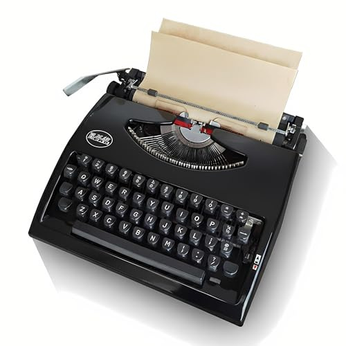 Vintage Schreibmaschine Manuell Mechanisch für Journaling, Englisches QWERTY Layout mit Farbband und Koffer, Schreibwerkzeug ohne Ablenkung Retro Büro Deko Geschenk(Black)