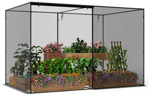 COSTWAY Serre de Jardin avec Filet de Protection, Cage de Culture pour Plantes Structure en Métal Portes à Fermeture Éclair avec Sac de Transport, pour Fruits Légumes, 310 x 200 x 200 cm
