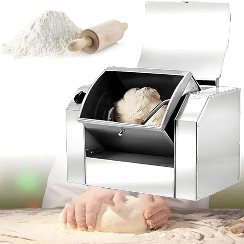 LYJIANGXIN Amasadora para Pizza Totalmente de Acero Inoxidable, Mezcladora Profesional, Capacidad 30/50 Kg, Inclinación 90 Grados, Máquina Amasadora para Restaurantes y Colectividades