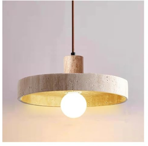 KHUKHU Wabi Sabi Lampada A Sospensione In Pietra Naturale Marmo Lampada A Sospensione In Legno Mid Century Lampada A Sospensione A Soffitto Lampadario Industriale Rustico For Sala Da Pranzo(Wood)