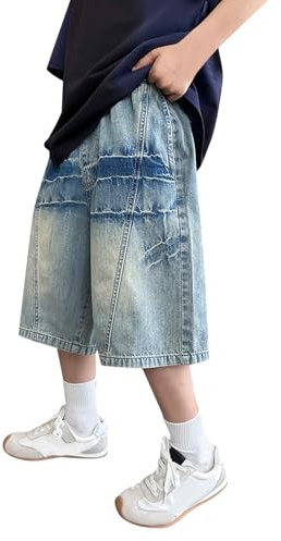 Pantalones Cortos Niño Baggy Vaqueros Elastico Cintura Holgados Verano Pantalón Jogger Shorts Niño Deportiva Casual Adolescente Chico Trousers