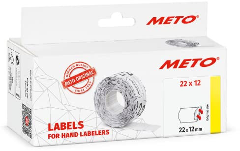 Original Meto Preisauszeichner Etiketten (22x12 mm, 1-Zeilig, 6.000 Stück, weiß, permanent, Preisetiketten für Meto, Contact, Sato, Avery, Tovel, Samark etc.)