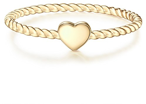 Glanzstücke München Damen-Ring Herz Sterling Silber gelbvergoldet - Damen-Schmuck Freundschafts-Ringe dünner Steck-Ring, Gold, Gr. 50 (15.9)