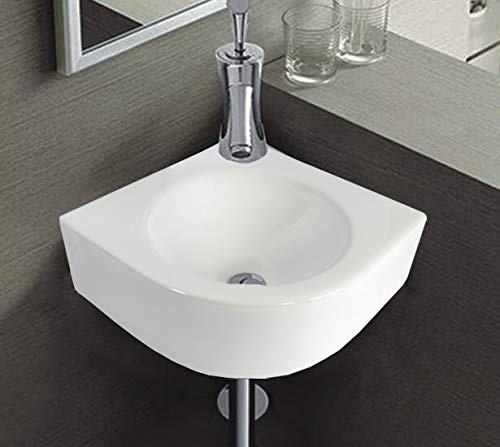 1x Eckwaschbecken Keramik Aufsatzwaschbecken klein oval Wandmontage Aufsatz Waschbecken Keramik 30,5