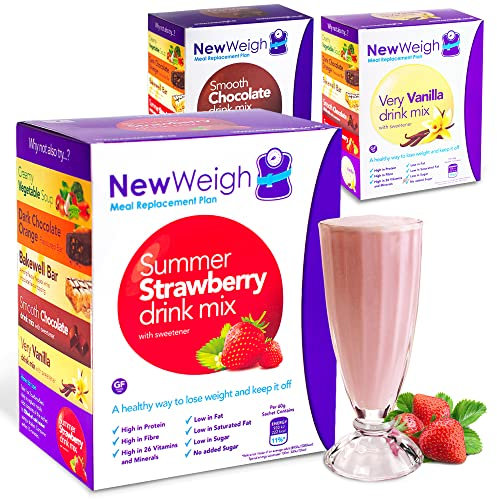 Meal Replacement Weight Loss Shake - Delicious Summer Strawberry High Protein Diet Shake Powder, High in Fibre and Low Fat. Healthy Shakes for Women, Men - 7 x 60g Sachets