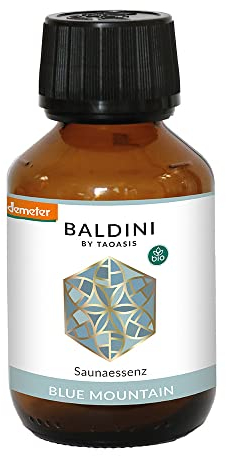 Baldini Sauna Essenz Blue Mountain - 100% naturreine ätherische Öle in Bio-Qualität - Sauna-Aufguss-Mittel - Demeter zertifiziert - 100 ml Saunaöl