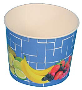 Pro DP 1000 Eisbecher Eiskrem Frozen Yoghurt to go Becher 580ml Papier/Pappe Blau Dunkelblau Früchte Motiv Ø110mm 84mm hoch Made in Germany