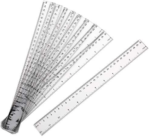 LUTER 10 Stück 30cm Transparentes Kunststoff Lineal mit Zoll und Metrisch für Schule, Büro, Zuhause