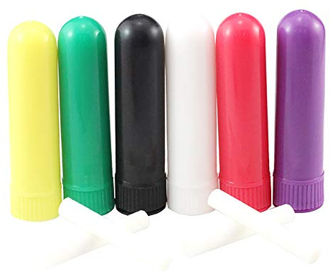 JIHUOO 24 Stück Bunt Leere Naseninhalator Röhren Inhalator mit Dochten für Ätherisches Öl Aromatherapie