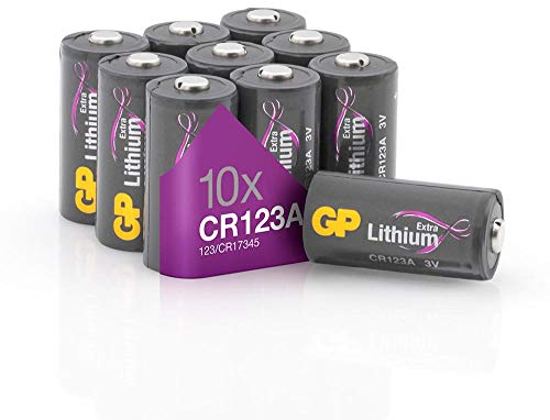 GP CR123A - Litiumbatteri 10-pack| GP Extra | CR 123A 3V batteri | Lång livslängd, högre effektivitet och daglig användning