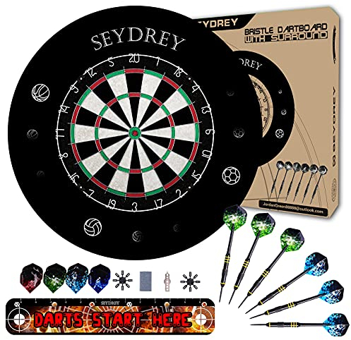 Dartscheibe Steeldart Dartscheibe mit Schutzring Dartscheibe Kork Steeldartscheibe Dartscheibe Profi mit Pfeilen 6 Dartpfeile