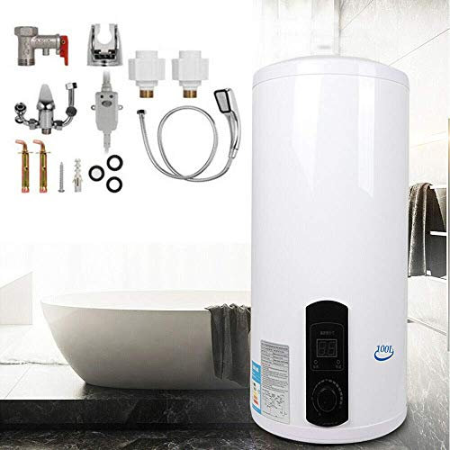 Berkalash - Scaldabagno elettrico da 2 kW con doccetta, scaldabagno elettrico, 30-75 ℃ verticale, set doccia elettrico (100 l)