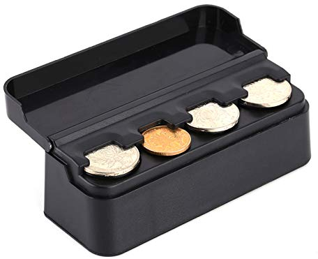 Auto Münzhalter mit 4 Fächer, Schwarz Tragbare Euro Münzbox Kunststoff Münzsortierer Münzaufbewahrung Tasche für 2 Euro 1 Euro 0,5 Euro und Größe Weniger als 2,7 cm Münz