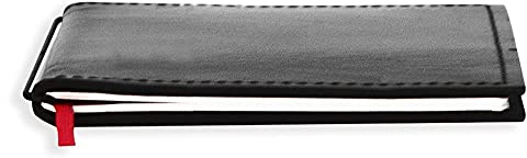 X17-A6 Notizbuch/Personal Organizer | 9 mm dünn | 9 mm dünn schwarz, aus Leder. Nachfüllbar. Notizheft (kariert 2,5mm) mit Do+F125:F280ppeltasche, Made in Germany.