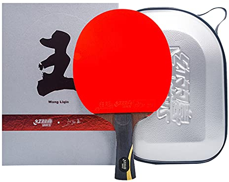 SGAIYUNRT Cuchilla de Ping-Pong Clásicas de Alta Gama, Palas Ping Pong con Asas de Cuerno Raquetas de Tenis de Mesa/como se Muestra/Mango Largo