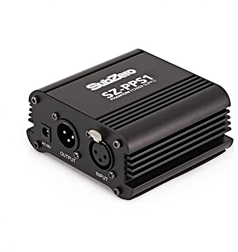 SubZero 48V Phantomspeisung für Kondensatormikrofone | Rauscharm, robuster Aufbau für Bühne oder Studio, einfacher Ein/Aus-Schalter mit Power-LED, Netzteil inklusive