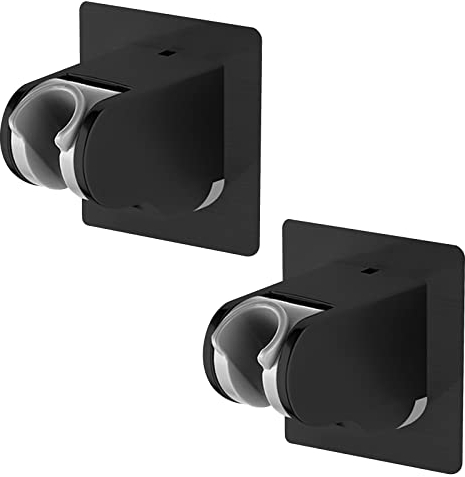 MIAOHUI Duschhalterung Ohne Bohren, Kleber Winkel Verstellbar Brausehalter, Wand Montierte Handbrause Halterung, Duschkopfhalterung Ohne Bohren, Duschkopf Halterung für die wand Bad (‎2Pcs, Schwarz)