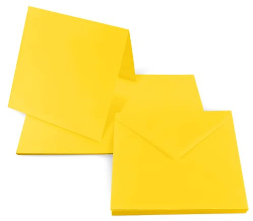 Netuno 25 biglietti pieghevoli con busta quadrata 14 x 14 cm colore giallo carta colorata Rainbow set creativo cartoline e buste per inviti partecipazioni biglietti auguri matrimonio compleanno