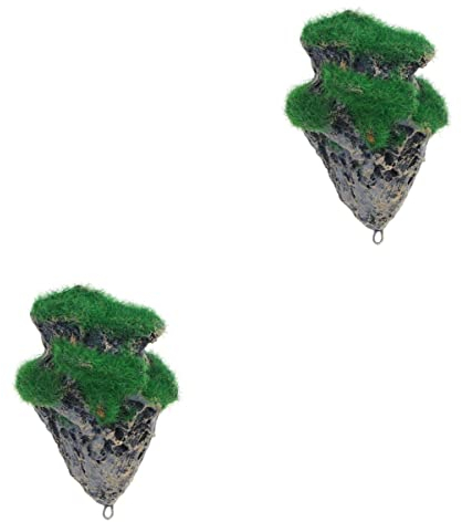 2 Stück Fische, künstliche Felsen, Größe, Aquarium, hängende dekorative Dekorationen, Bimsstein, Landschaft, Harz, sicher schwimmend – Dekoration, fliegendes Moos, Ornament, Dekoration, Dekoration, Fe